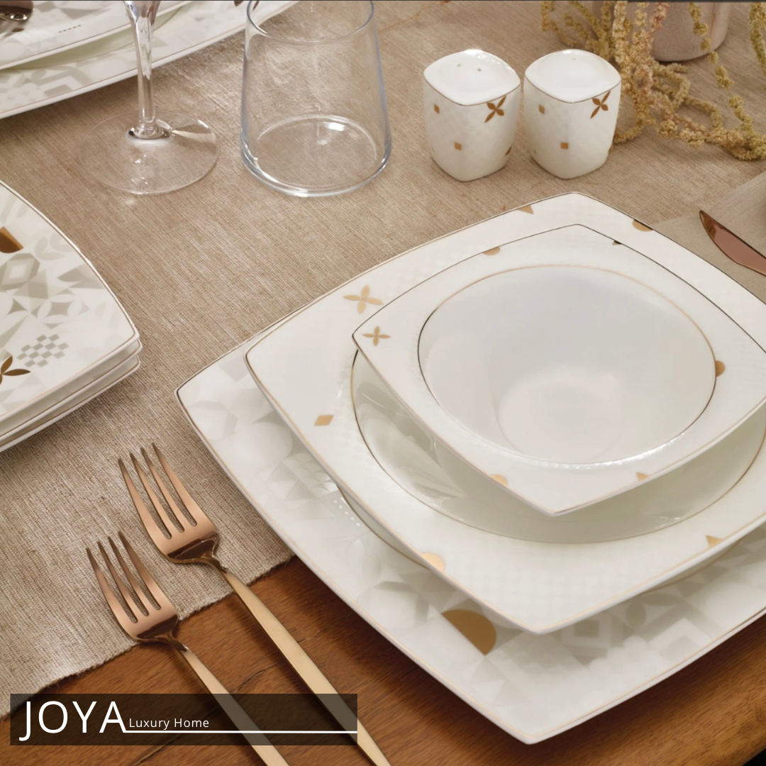 Lyria Porcelaine Perle Fine Service de table en Perle 62 pièces pour 12 personnes.153.03.08.1626
