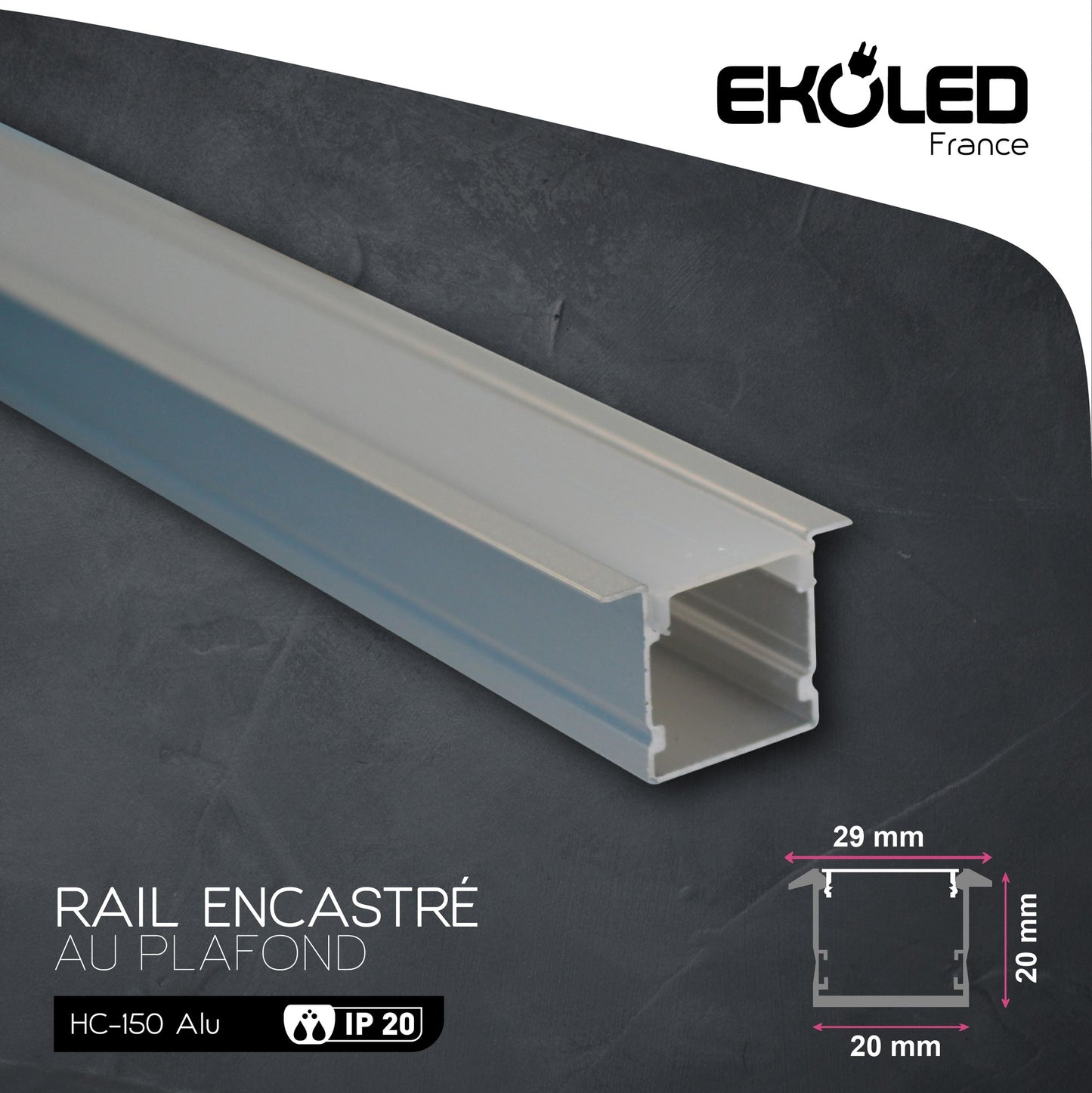 HC150 STRIP LIGHT TRACK EKOLED 2M NOIR