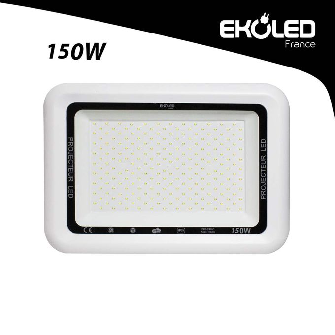 PROJECTEUR EKOLED-E015EI FLOOD LIGHT IP65 - 85LM/W WH&BK 150W 3000K 50000H