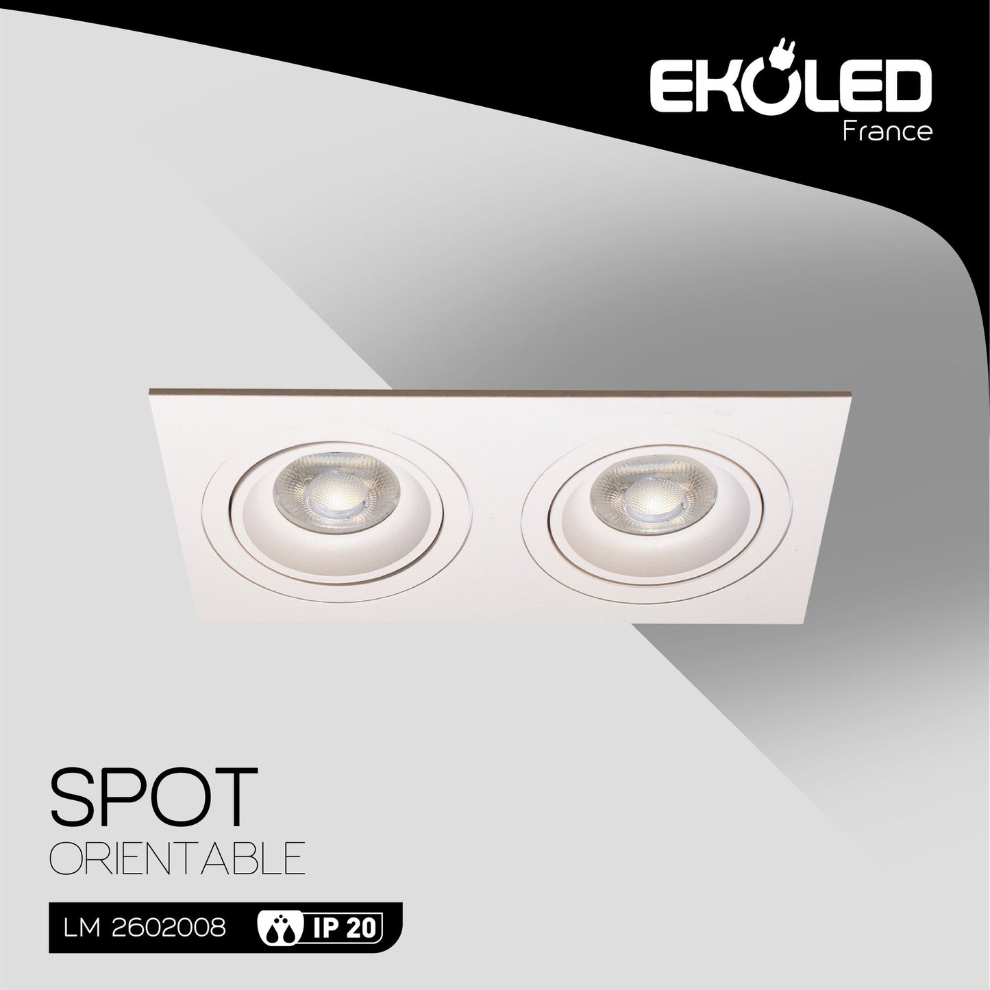 SUUPPORT DE SPOT EKOLED ORIENTABLE DOUBLE MR16 / GU10 / 220V / 12V 2008