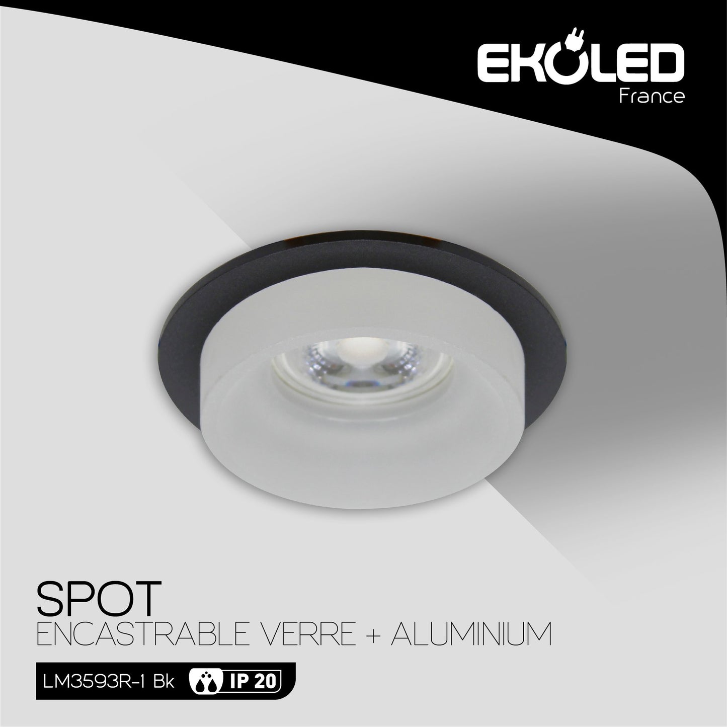SPOT LIGHT ROND EKOLED SAND NOIR 3593