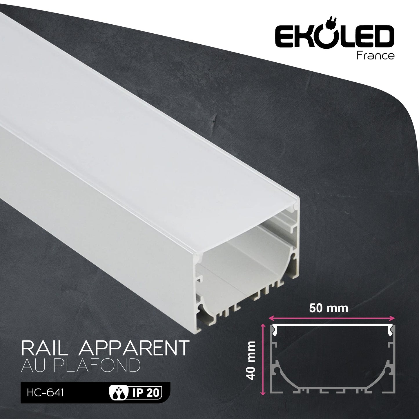 Rail/Profile Aluminium pour éclairage linéaire 2m Gris HC641