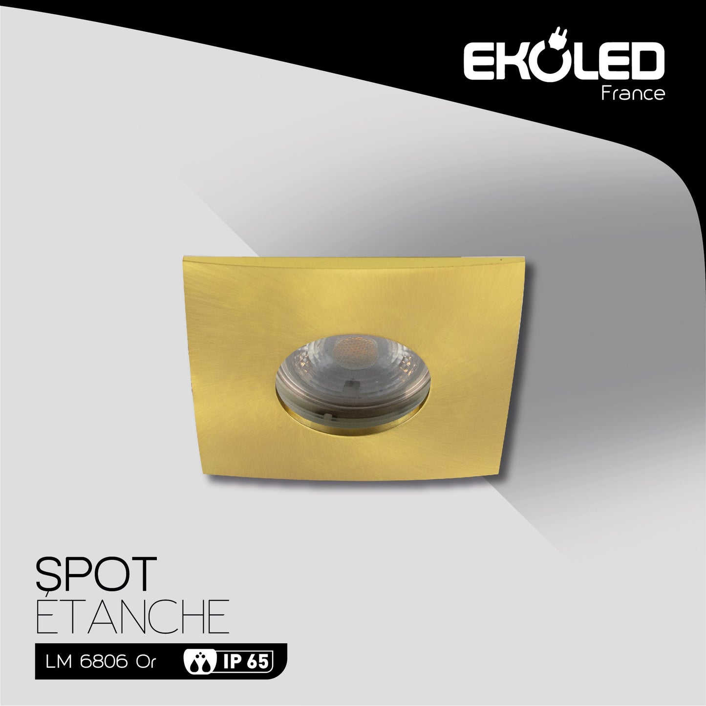 SUPPORT DE SPOT ÉTANCHE CARRE EKOLED IP65 POUR AMPOULE LED MR16 / GU10 / 220V / 12V 6806