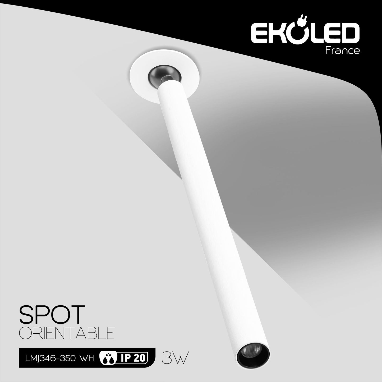 SPOT EKOLED EN TUBE APPARENT BLANC 3W-3000K 350W 50000H IP20 LMJ346