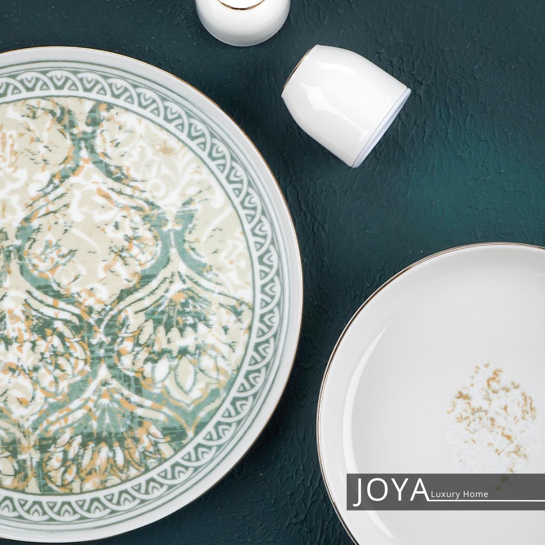 JOYA HENRI VERDE PORCELAINE FINE service petit déjeuner 46 pièces pour 12 personnes. 8681145098682