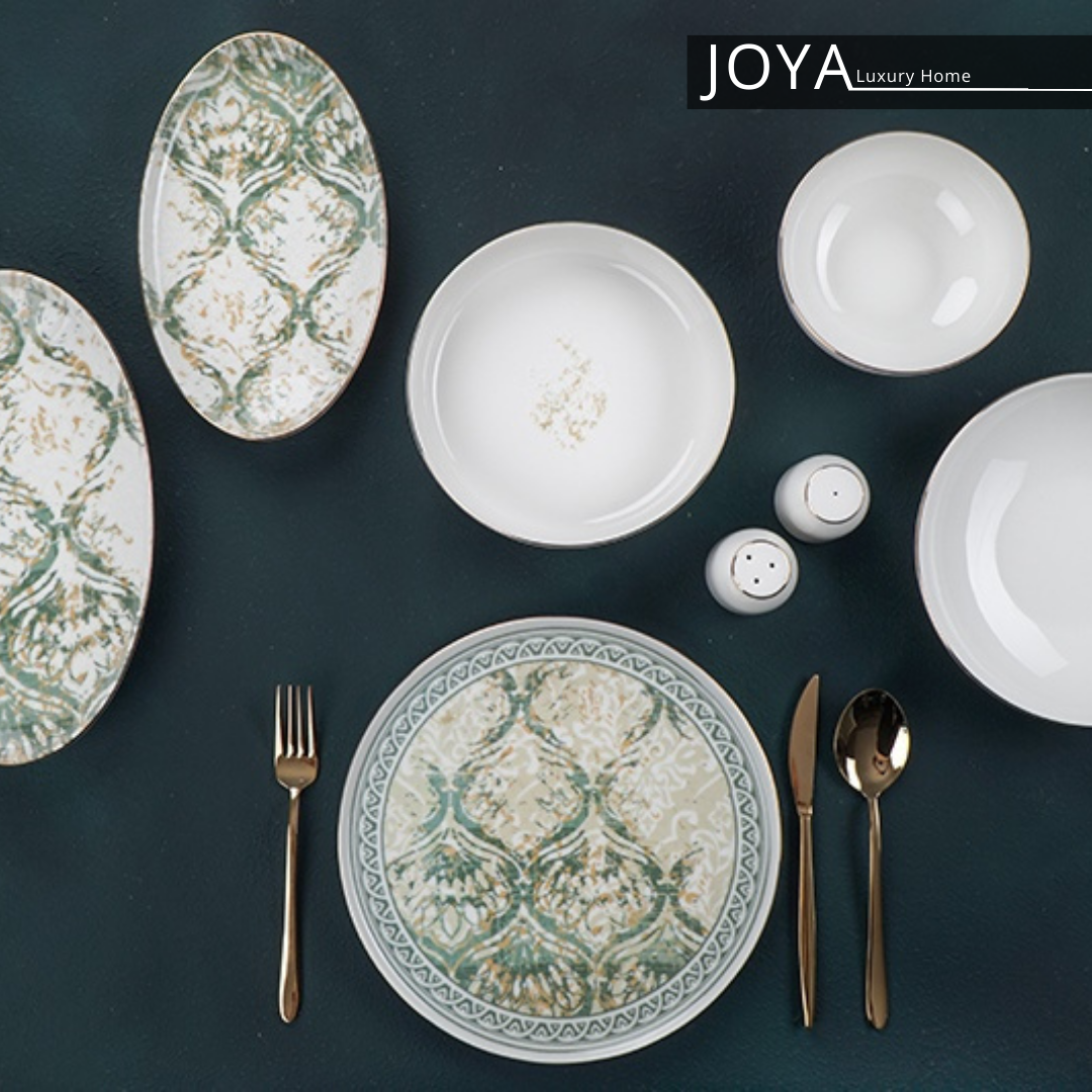 JOYA HENRI VERDE PORCELAINE FINE service petit déjeuner 46 pièces pour 12 personnes. 8681145098682