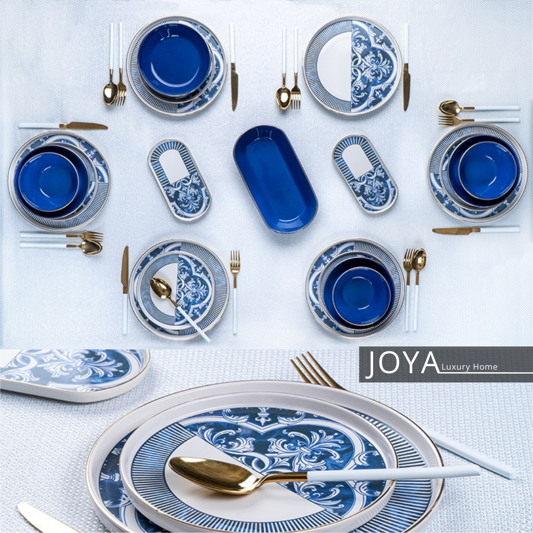 JOYA ROYAL OTTOMAN BLUE PORCELAINE FINE 27 pièces pour 6 personnes. 8681145087181