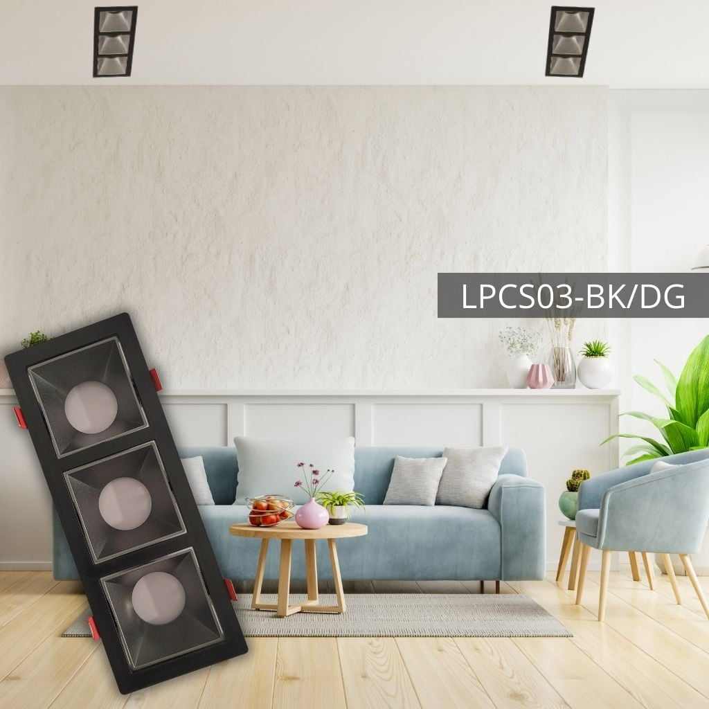 Support de spot rectangulaire triple Ø245*90*37 BK+Sandy Dark Grey LUMIN LPCS03