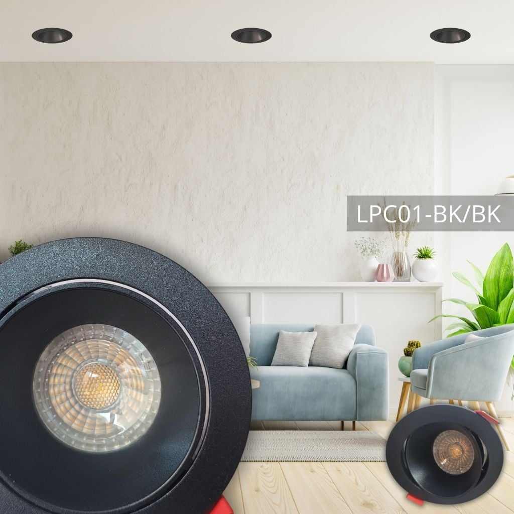 Support de spot rond en PC 85*30mm BK+Matt BK LUMIN LPC01