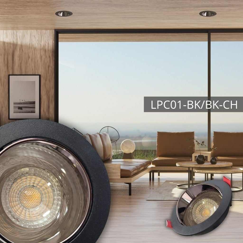 Support de spot rond en PC 85*30mm BK+UV BK Chrome LUMIN LPC01