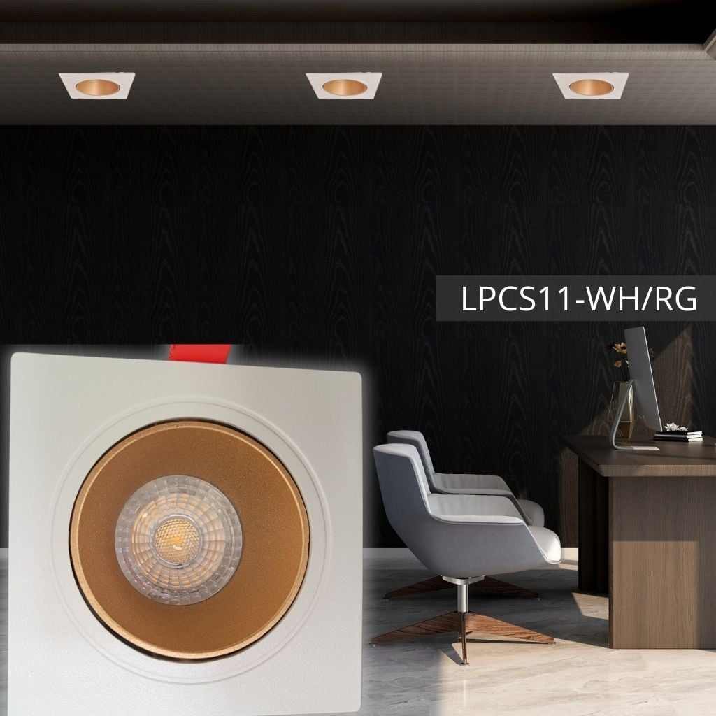 Support de spot carre en PC Ø90*90*37 WH+Sandy Rose Gold LUMIN LPCS11