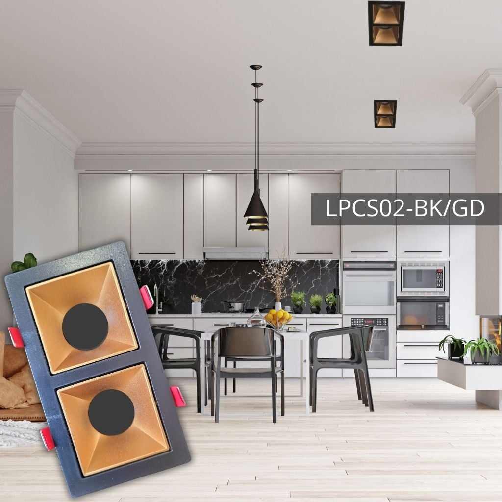 Support de spot rectangulaire double en PC Ø167*90*37 BK+Sandy Gold LUMIN LPCS02