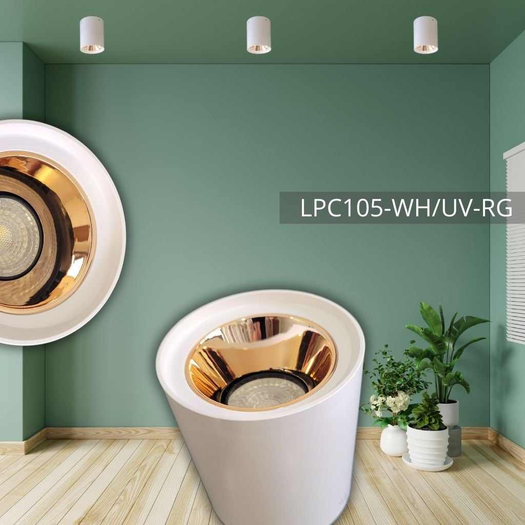 SUPPORT DE SPOT APPARENT en PC Ø90*105WH+UV Rose Gold LUMIN LPC105