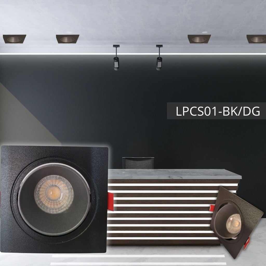 Support de spot carre en PC Ø90*90*37 BK+Sandy Dark Grey LUMIN LPCS01