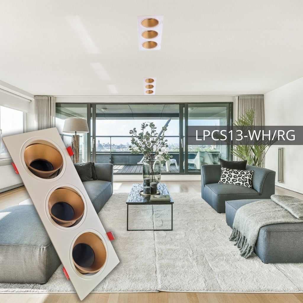 Support de spot triple en PC Ø252*92WH+Sandy Rose Gold LUMIN LPCS13