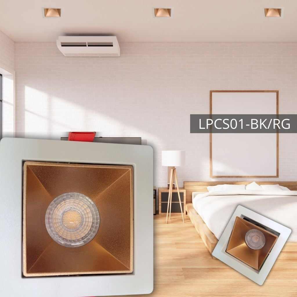 Support de spot carre Ø90*90*37 WH+Sandy Rose Gold LUMIN LPCS01