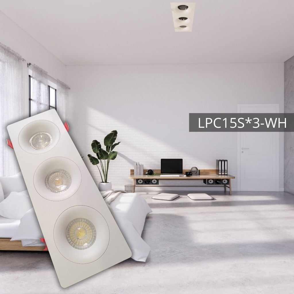 Support de spot triple rectangulaire en PC Ø255*90*40 WH LUMIN LPC15S