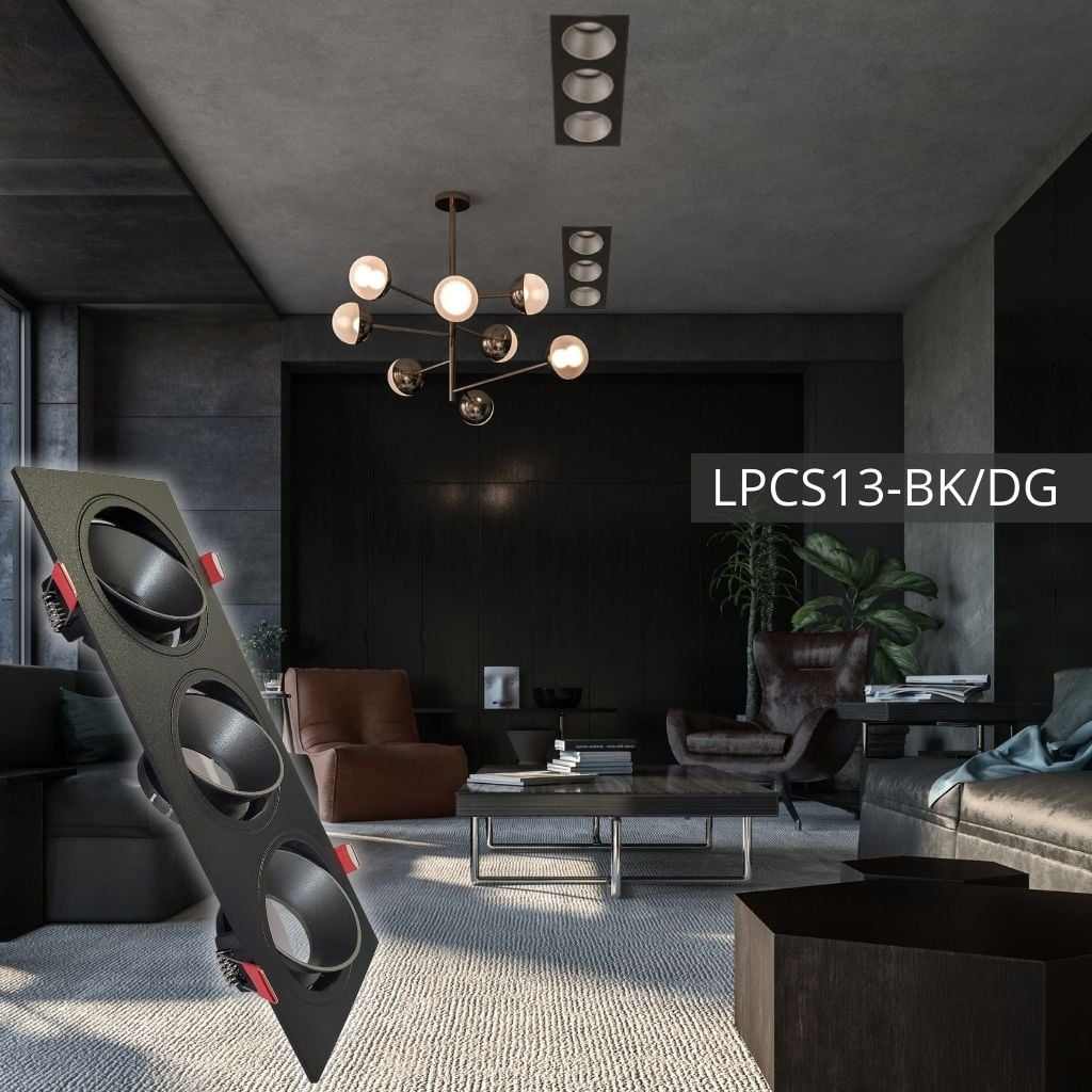 Support de spot triple en PC Ø252*92BK+Sandy Dark Grey LUMIN LPCS13