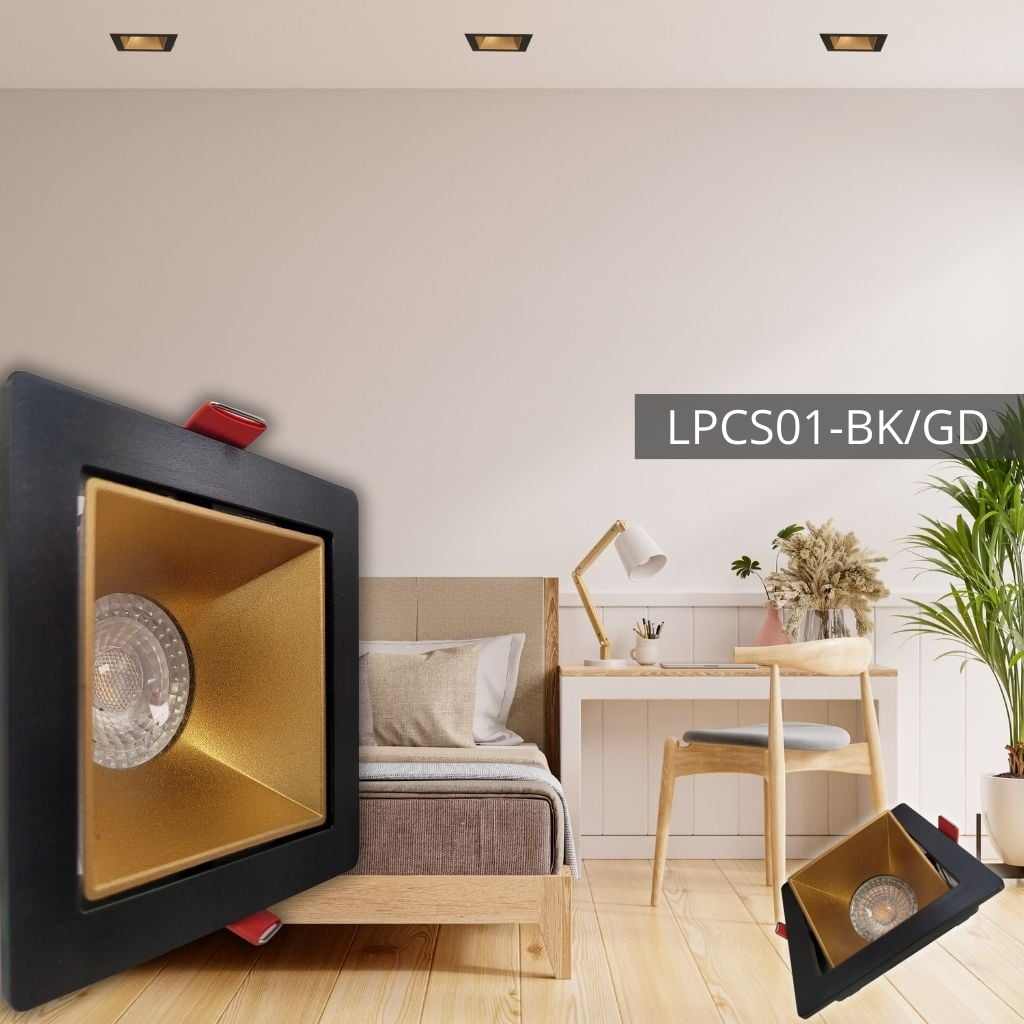 Support de spot carre en PC Ø90*90*37 BK+Sandy Gold LUMIN LPCS01