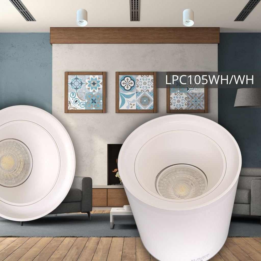 SUPPORT DE SPOT APPARENT en PC Ø90*105WH+Matt WH LUMIN LPC105