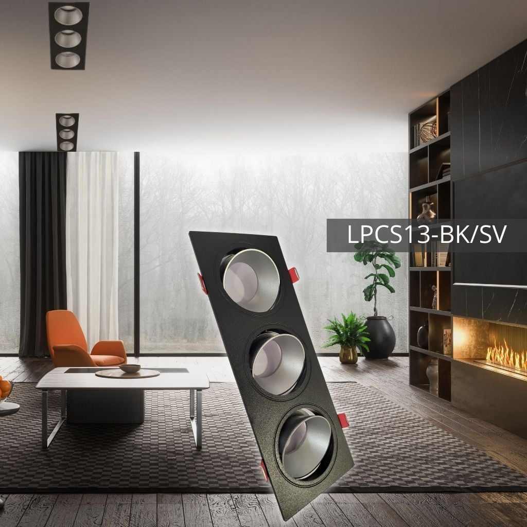 Support de spot triple en PC Ø252*92BK+Sandy Silver LUMIN LPCS13