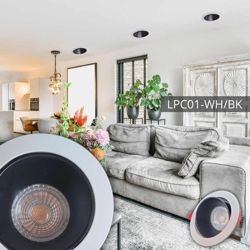 Support de spot rond en PC 85*30mm WH+Matt BK LUMIN LPC01