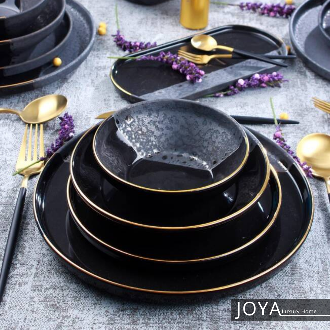 JOYA ROYAL BLACK PORCELAINE FINE SERVICE DE TABLE 27 pièces pour 6 personnes. 8681145080212