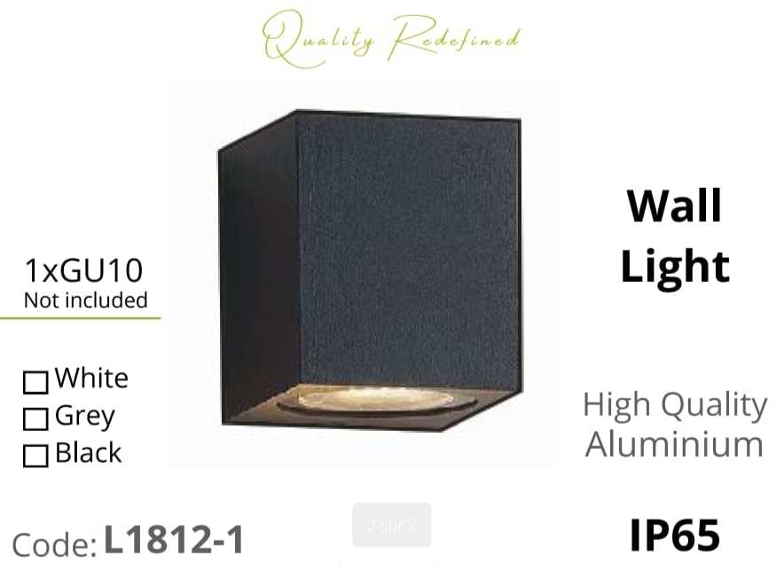 Applique 1xGU10 Exterieur Down Noir LUMIN IP65 L1812-1