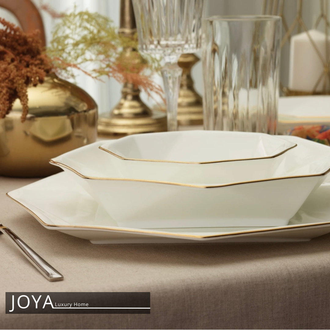 Quartz Gold Porcelaine Perle Extra Fine Service de table 62 pièces pour 12 personnes.153.03.08.0188