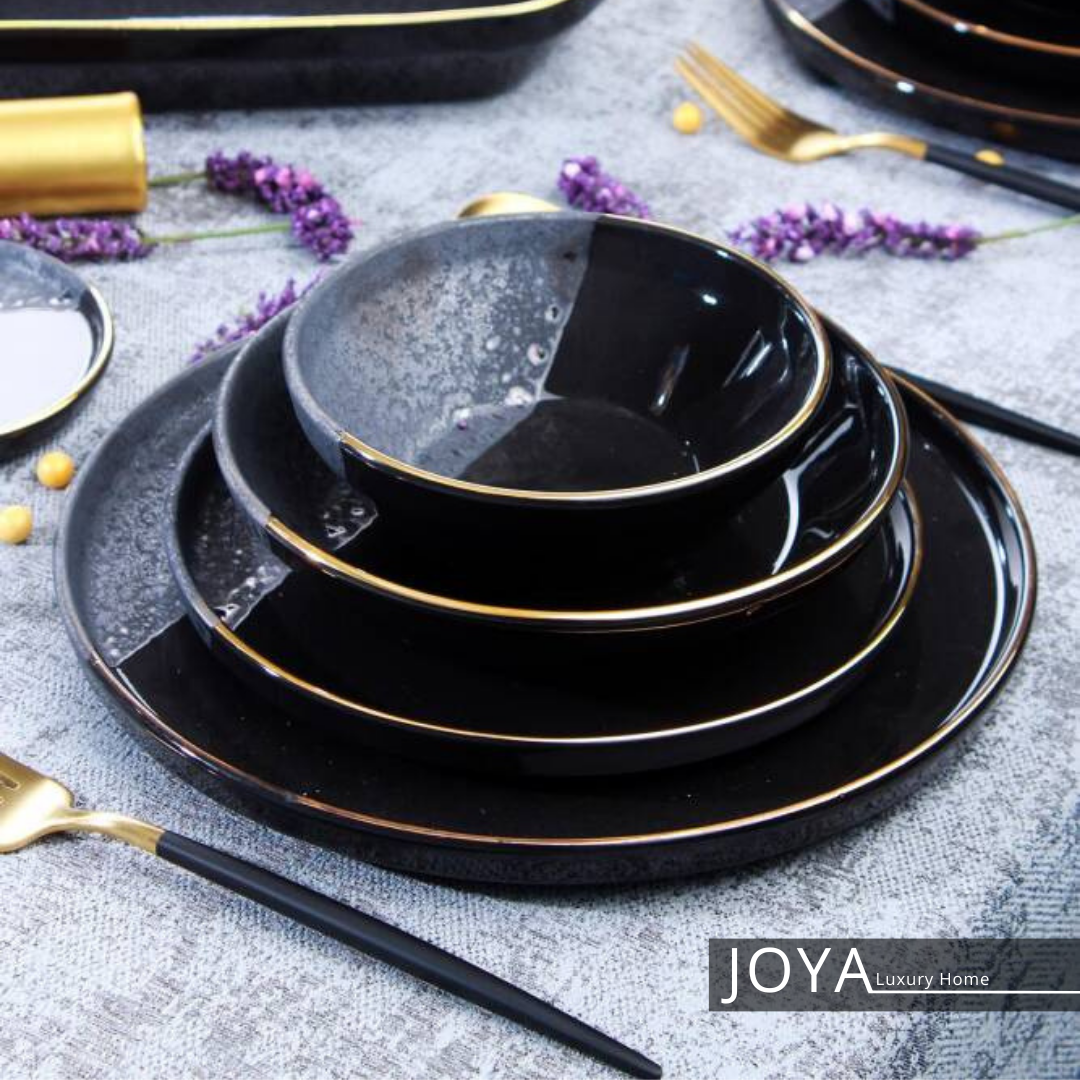 JOYA ROYAL BLACK PORCELAINE FINE SERVICE DE TABLE 27 pièces pour 6 personnes. 8681145080212