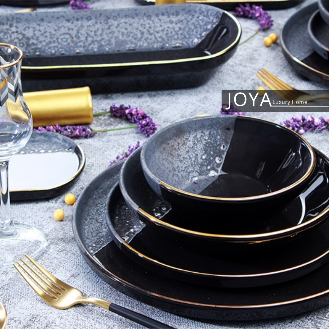 JOYA ROYAL BLACK PORCELAINE FINE SERVICE DE TABLE 27 pièces pour 6 personnes. 8681145080212