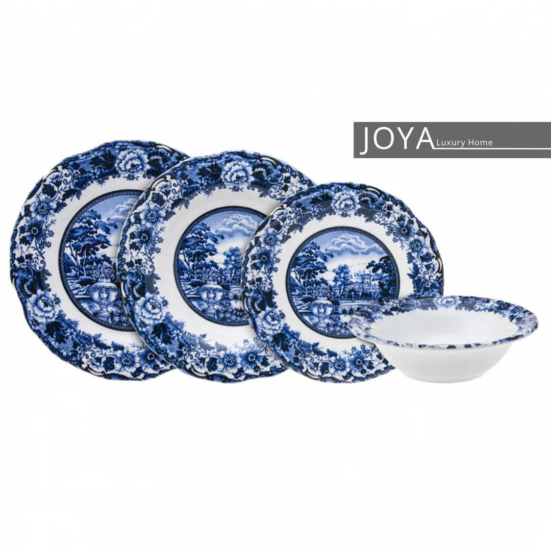 NEW BLUE ODYSSEY Grès ( porcelaine fine) service de table 24 pièces pour 6 personnes. 153.03.05.0037