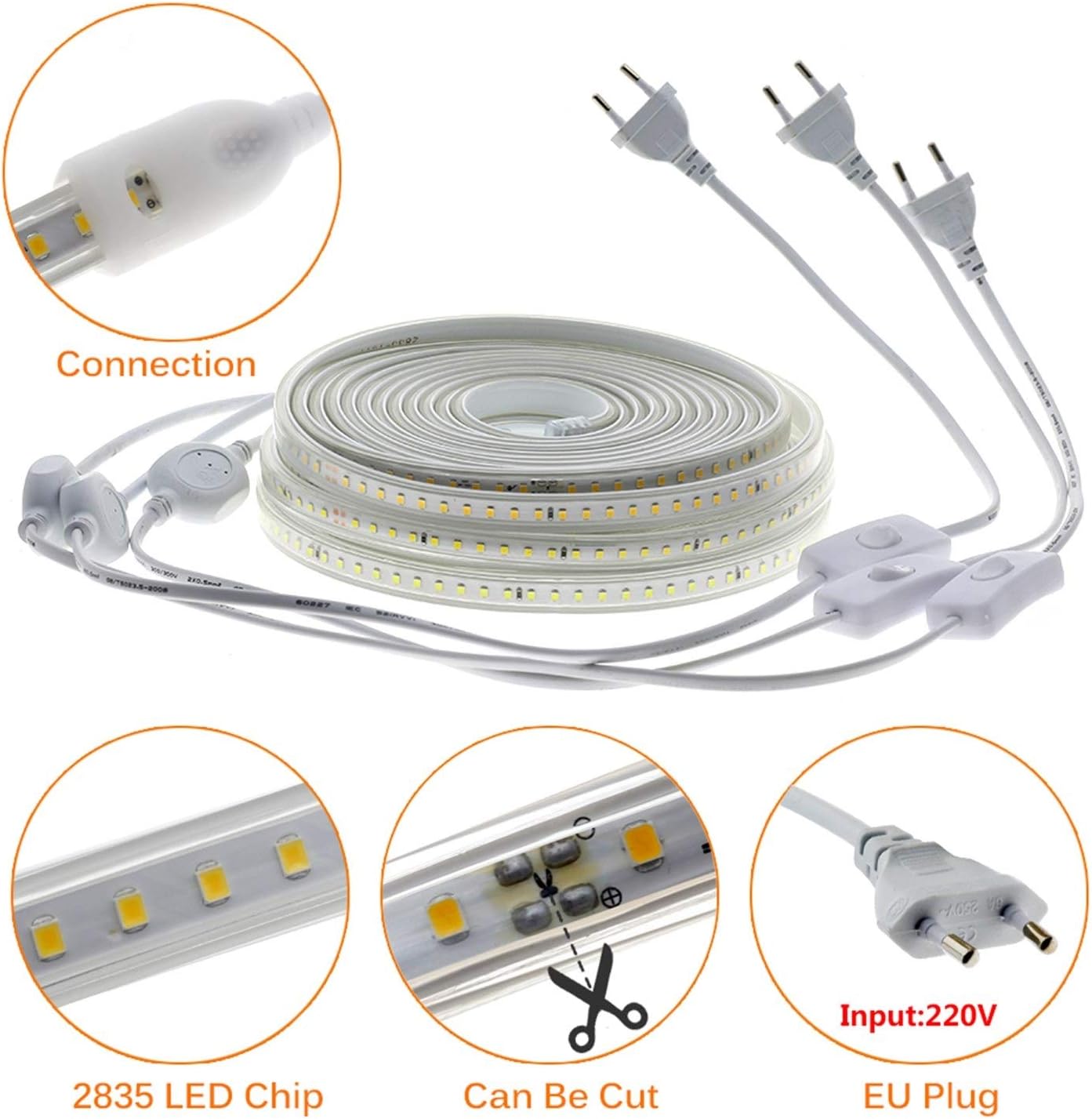RUBAN LED EKOLED 2835-120-6MM 220V 4000K