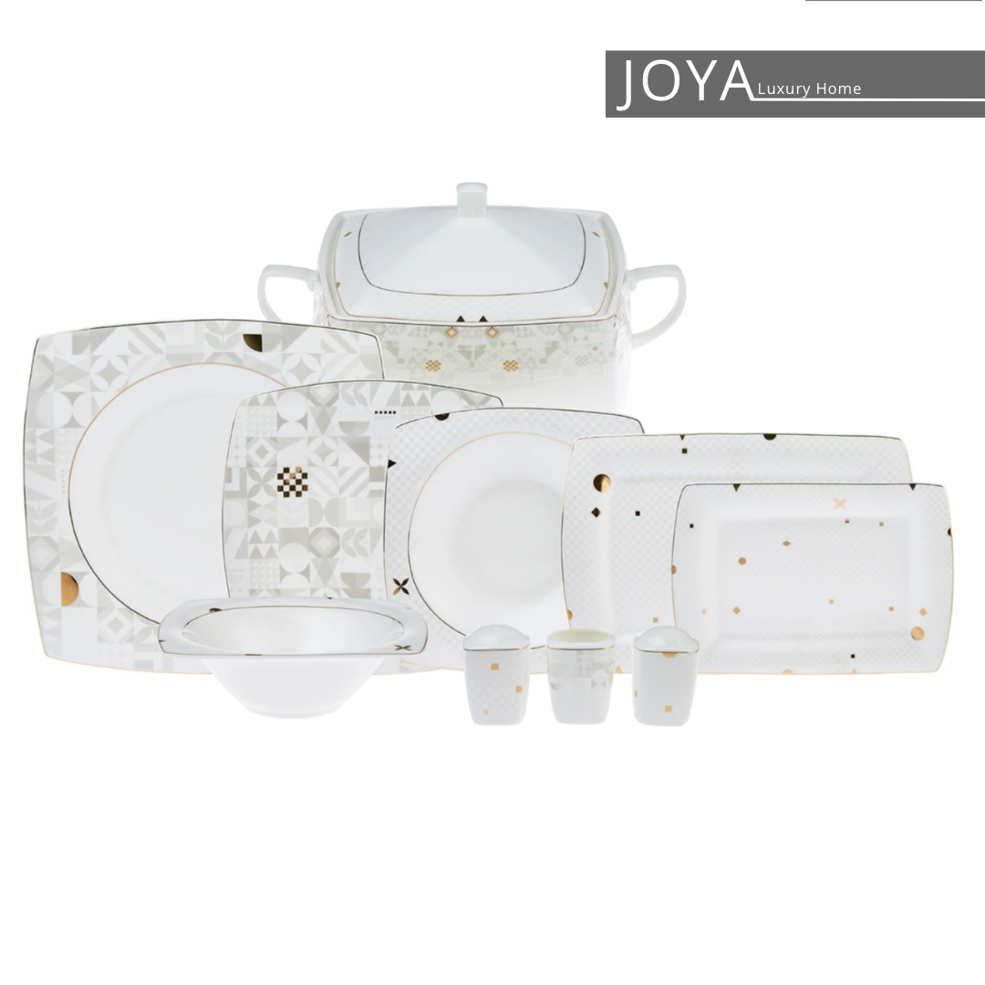 Lyria Porcelaine Perle Fine Service de table en Perle 62 pièces pour 12 personnes.153.03.08.1626