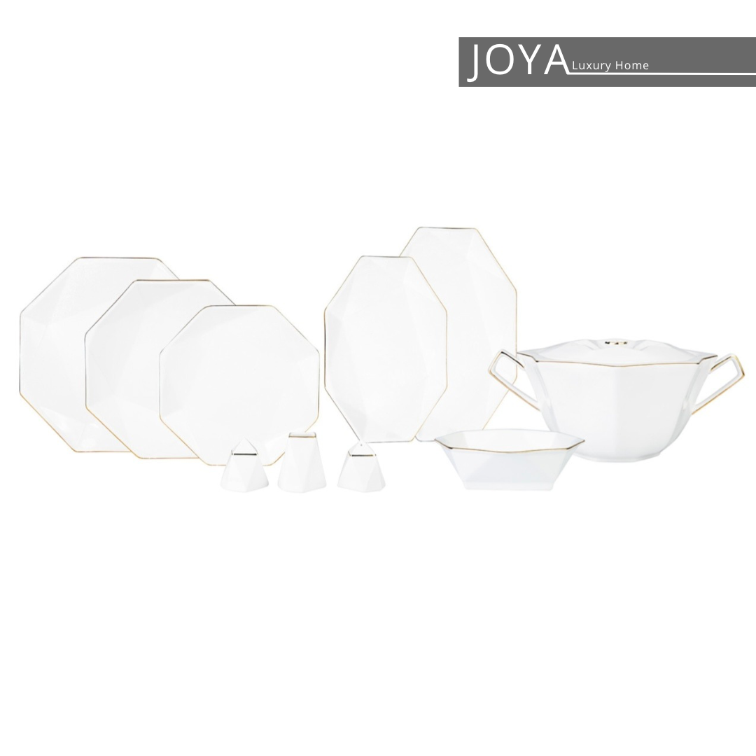 Quartz Gold Porcelaine Perle Extra Fine Service de table 62 pièces pour 12 personnes.153.03.08.0188
