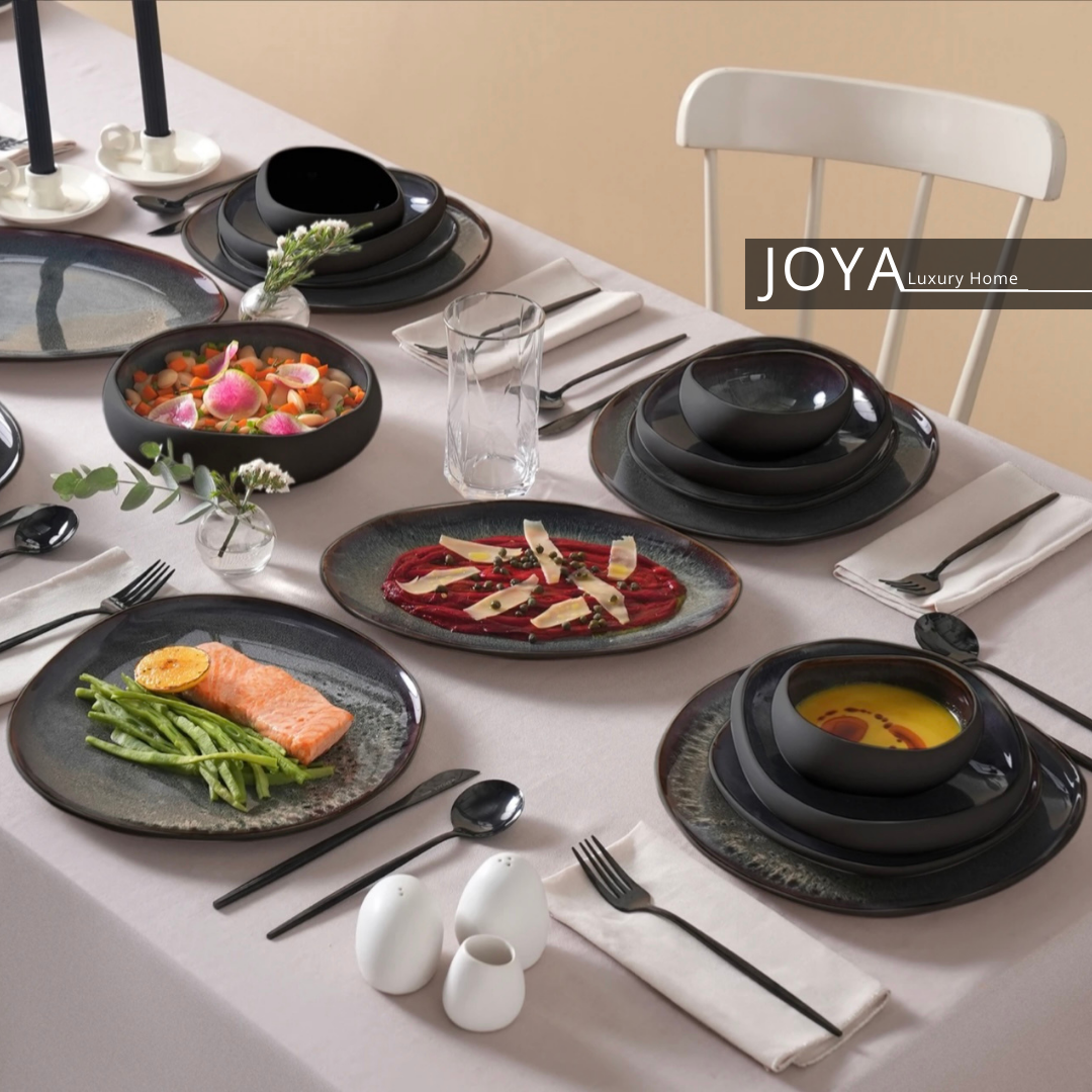 GALACTIC BLAK Streamline New Galactic Stoneware ( grès, porcelaine fine ) service de table pour 12 personnes, 59 pièces, noir.153.03.08.4908