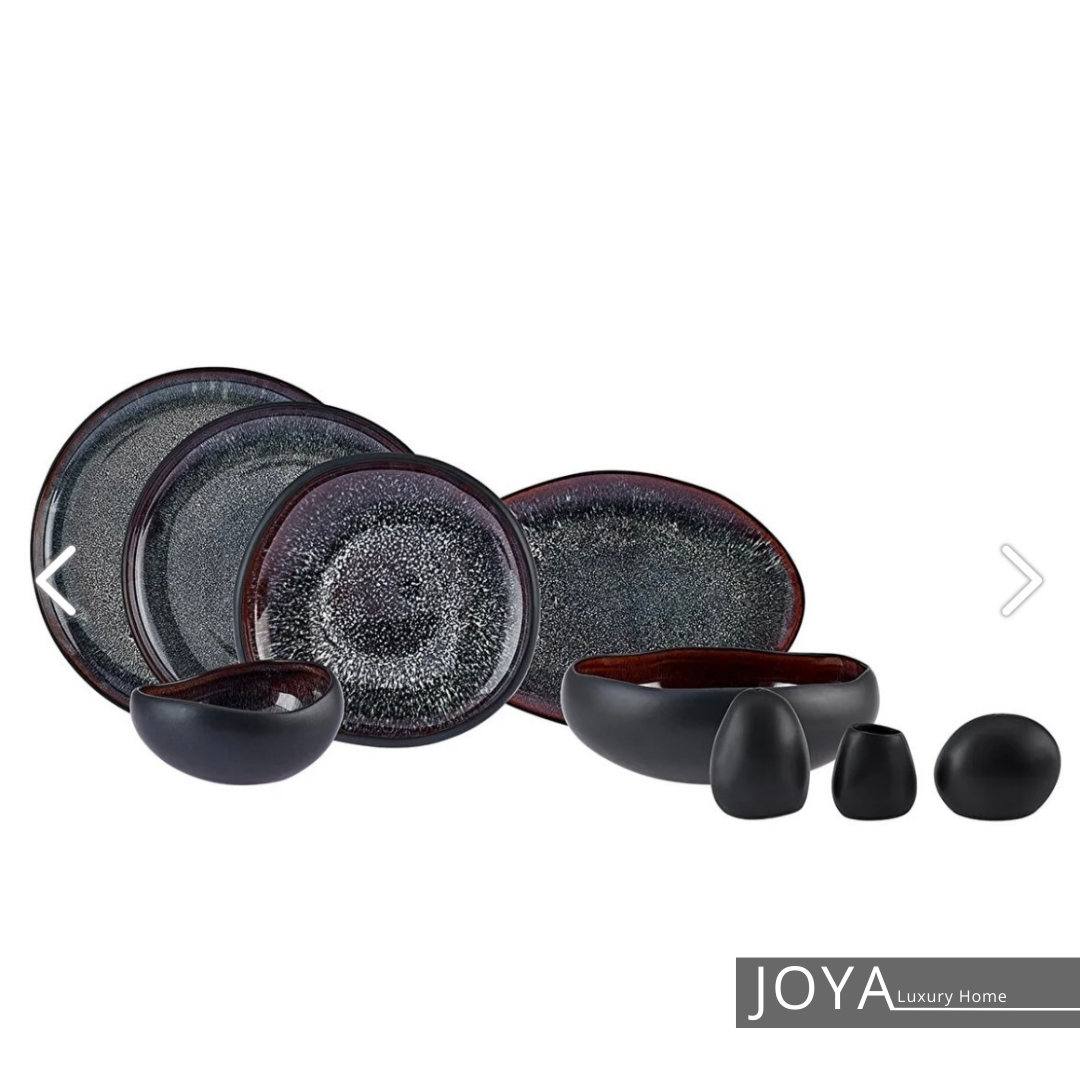 GALACTIC BLAK Streamline New Galactic Stoneware ( grès, porcelaine fine ) service de table pour 12 personnes, 59 pièces, noir.153.03.08.4908