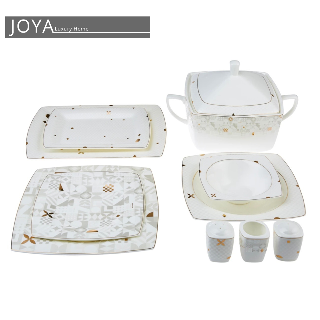 Lyria Porcelaine Perle Fine Service de table en Perle 62 pièces pour 12 personnes.153.03.08.1626