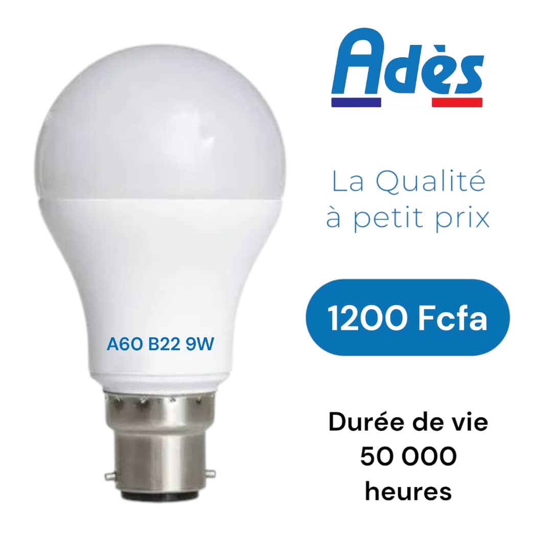 Ampoule LED A60 B22 9W 3000K