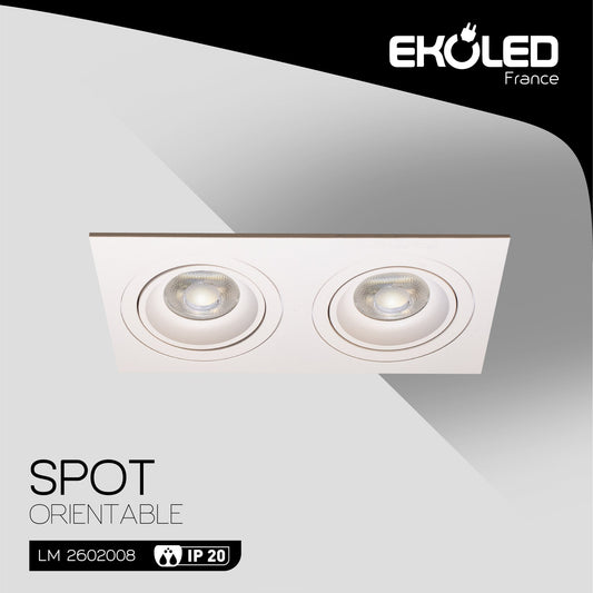 SUUPPORT DE SPOT EKOLED ORIENTABLE DOUBLE MR16 / GU10 / 220V / 12V 2008