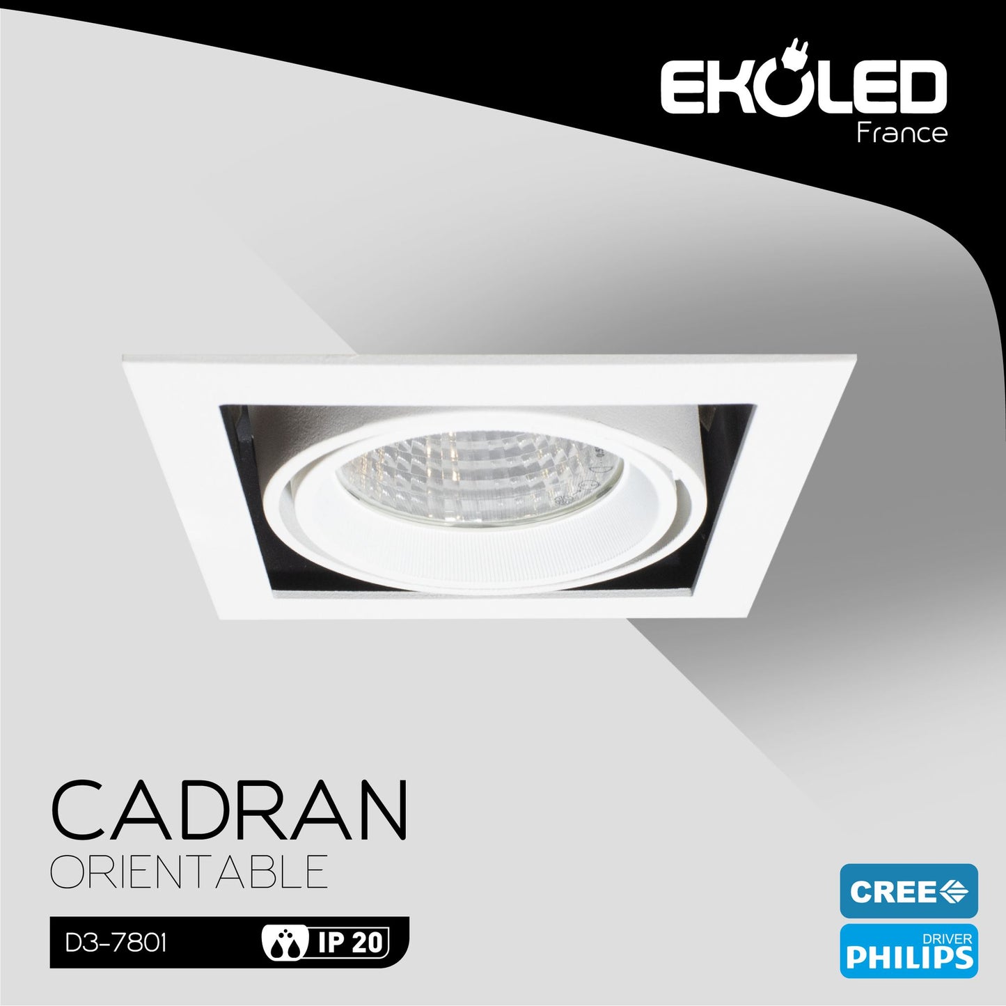 SPOT CARRE/ROND ORIENTABLE 28W 3000K D3-7801