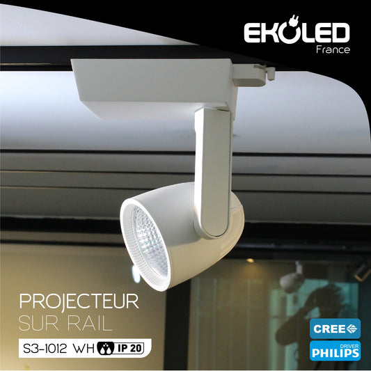 Projecteur sur Rail EKOLED 35W 4000K Blanc 1012