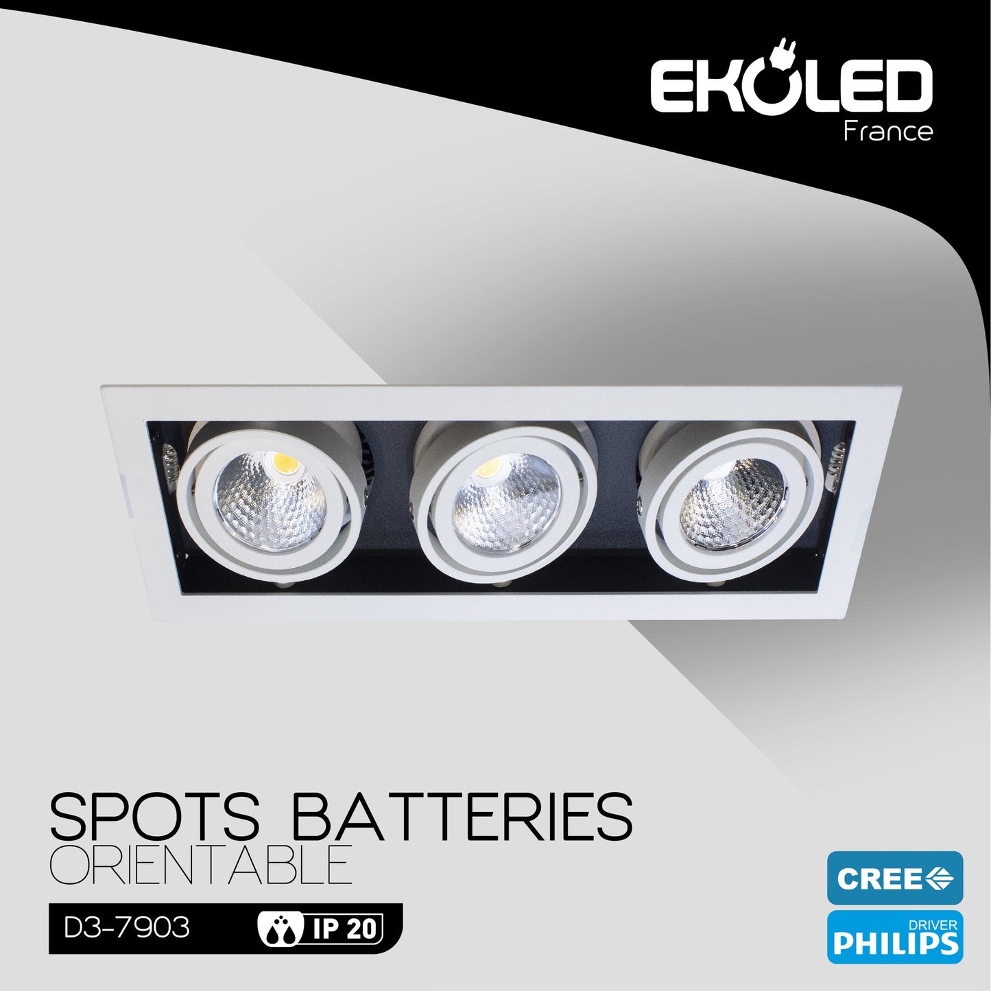 SPOT CARRE/ROND ORIENT. 3*14W 3000K D3-7903