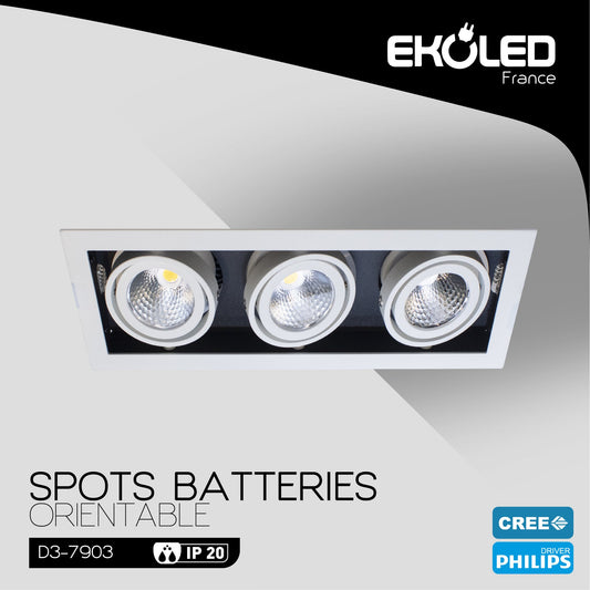 SPOT CARRE/ROND ORIENT. 3*14W 3000K D3-7903
