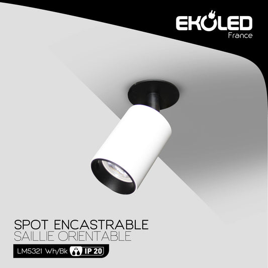 SPOT EKOLED ENCASTRABLE  ORIENTABLE NOIR IP20 5321