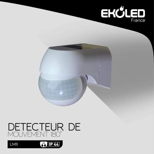 Detecteur de mouvement Orientable étanche EKOLED avec 3 réglages: minuterie, sensibilité, jour/nuit