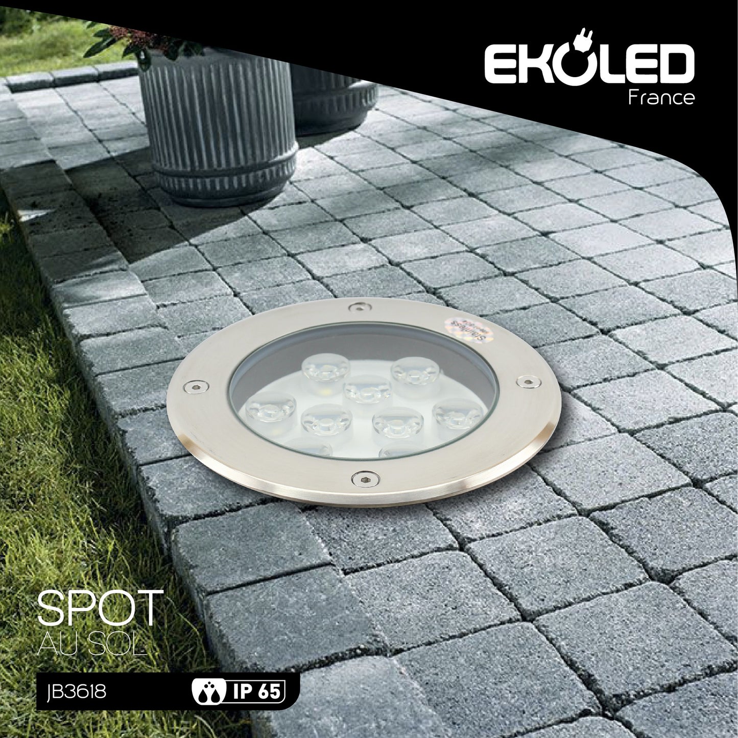 SPOT AU SOL 9*1W 3000K INOX304 JB-3618