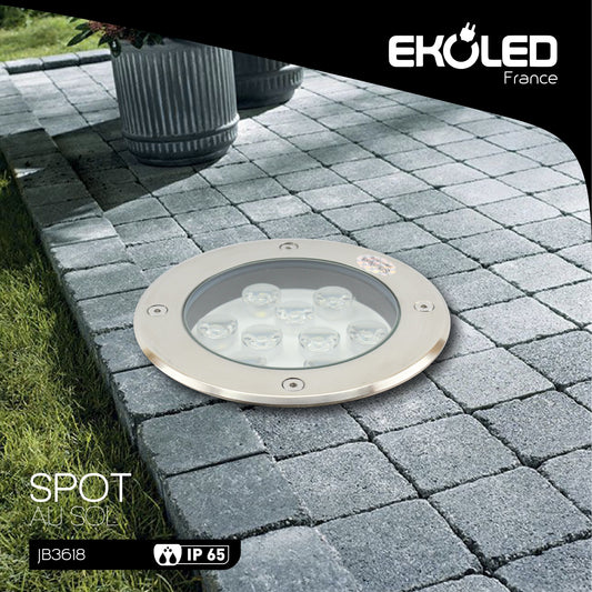 SPOT AU SOL 9*1W 3000K INOX304 JB-3618