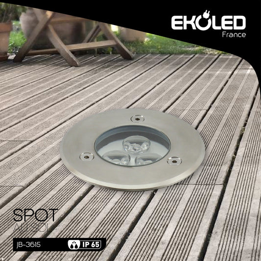 SPOT AU SOL ROND 220V 3*1W GREEN JB-3615