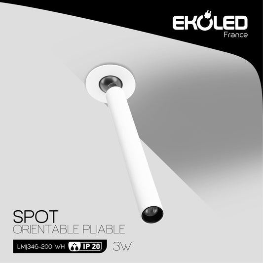 SPOT EKOLED EN TUBE APPARENT BLANC 3W-3000K 200W 50000H IP20 LMJ346